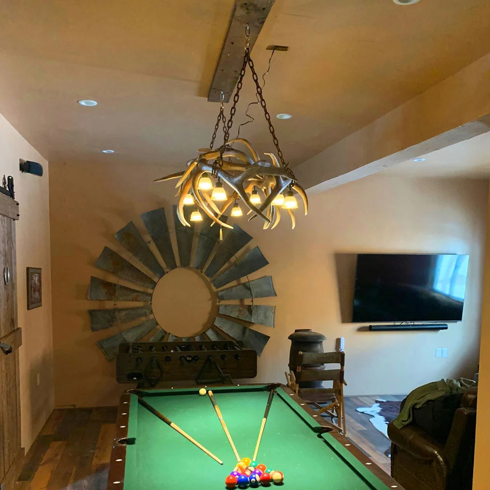 Elk Antler Pool Table / Bar Light / Long Table Chandelier