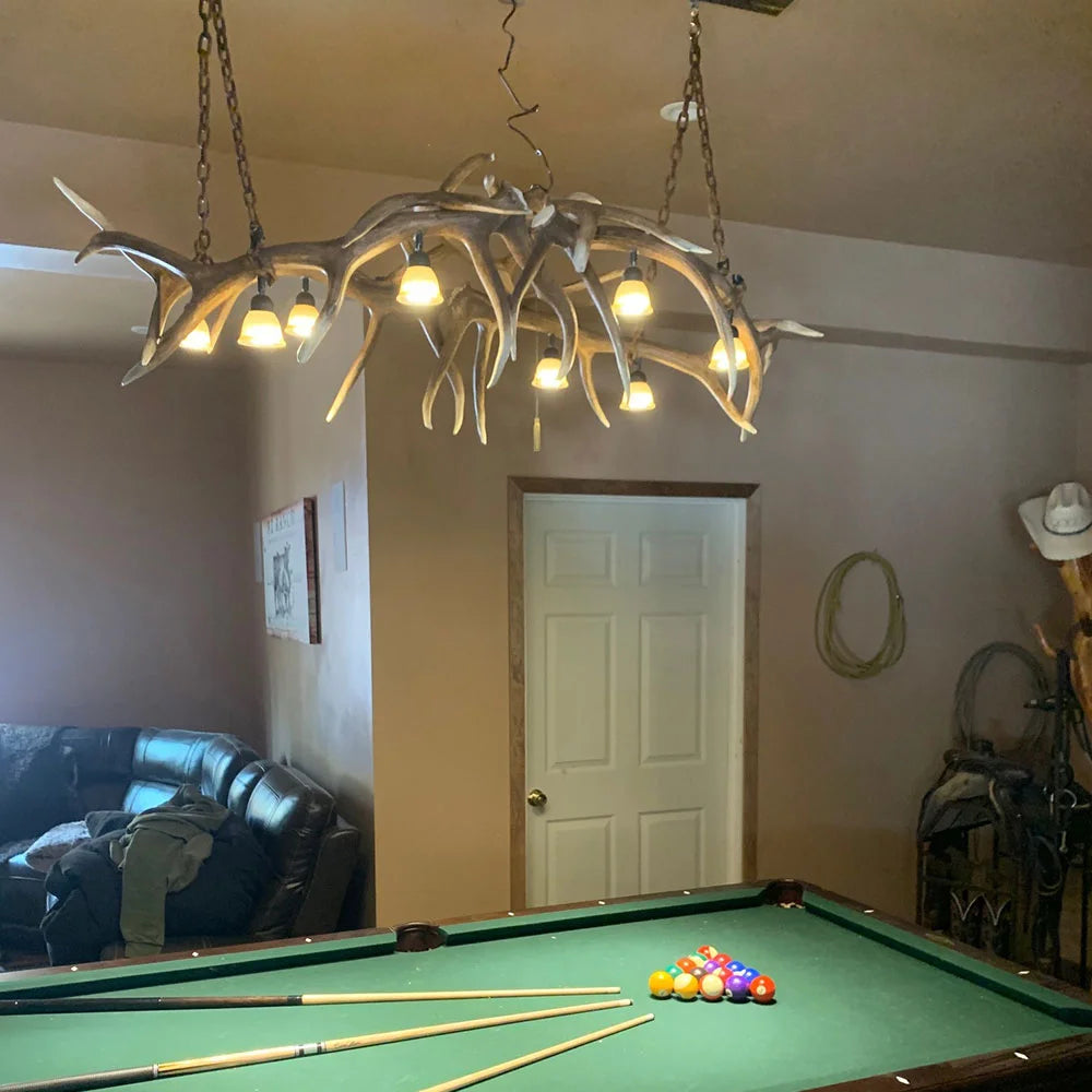 Elk Antler Pool Table / Bar Light / Long Table Chandelier