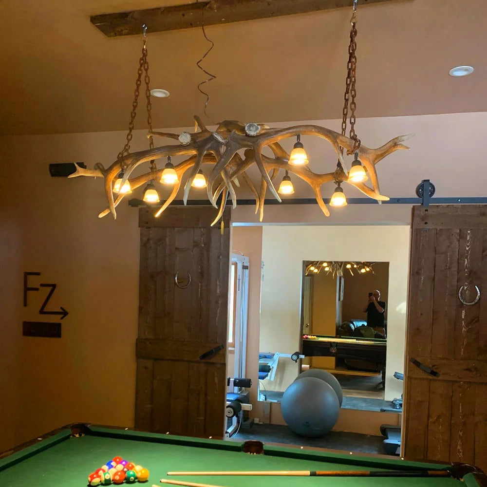 Elk Antler Pool Table / Bar Light / Long Table Chandelier