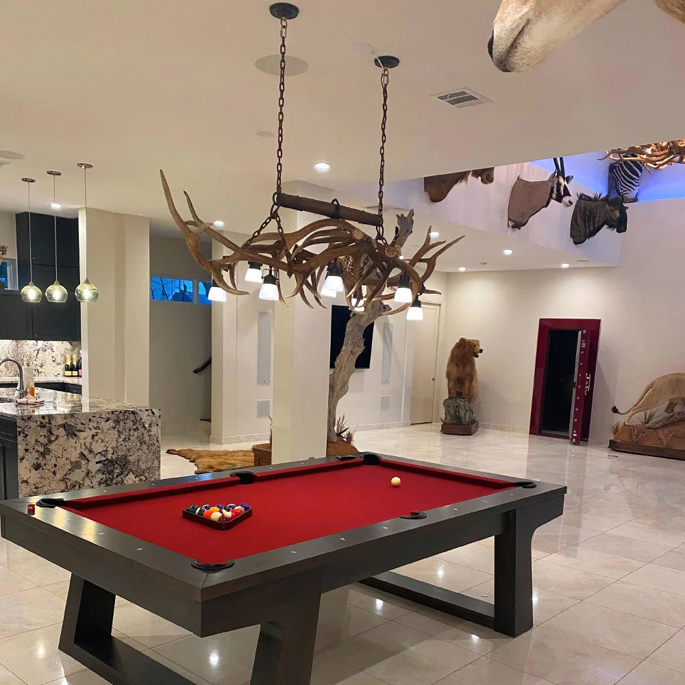 Elk Antler Pool Table / Rustic Bar Light or Long Table Chandelier With Antique “Single Tree”
