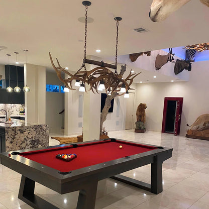 Elk Antler Pool Table / Rustic Bar Light or Long Table Chandelier With Antique “Single Tree”